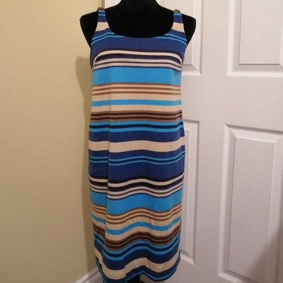 Joe Fresh Striped Sleeveless Dress Blue - Picture 1 of 3